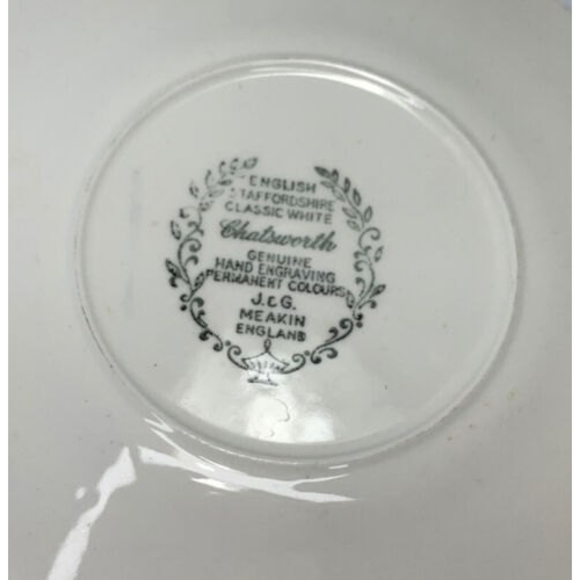 Vintage English Staffordshire Dessert Plates 4 Classic Blue White "Chatsworth" - Picture 4 of 11